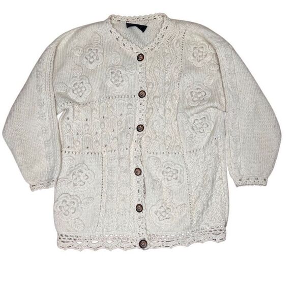American Vintage Designer Threads Aplaca Button Sweater Cardigan Medium - Picture 1 of 7